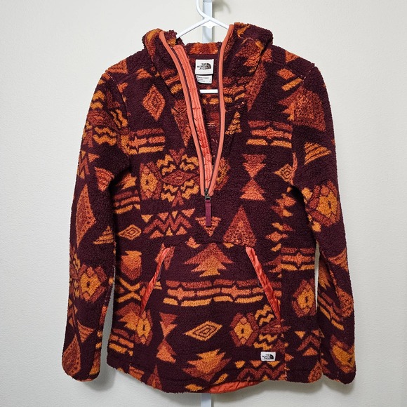 THE NORTH FACE Women's Campshire Pullover Hoodie Deep Garnet Red Geo Print Sz S - Picture 4 of 13